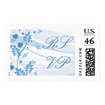 RSVP Elegant Blue Floral Wedding Postage
