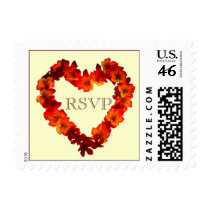 RSVP Fall Heart Wedding Postage Stamp