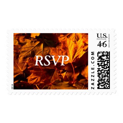 RSVP Fall Leaves Wedding Invitation Custom Postage