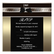 RSVP Fundraiser Formal Black Tie Bronze Pewter Custom Announcement
