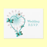 RSVP Insert Postcard Mint Butterfly Heart