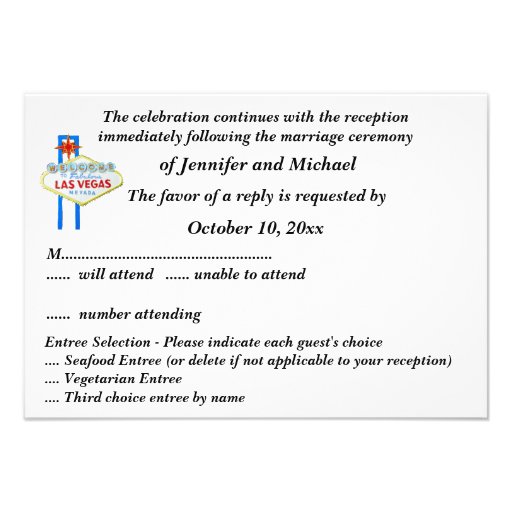 RSVP Las Vegas Wedding Reception Custom Invitations