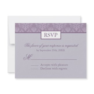 RSVP - Lavender Damask Reply Cards invitation