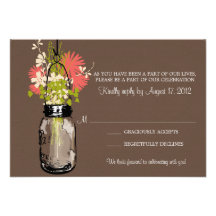 RSVP Mason Jar and Wildflowers Custom Invitation