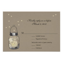 RSVP Mason Jar & Fireflies Wedding Invitation