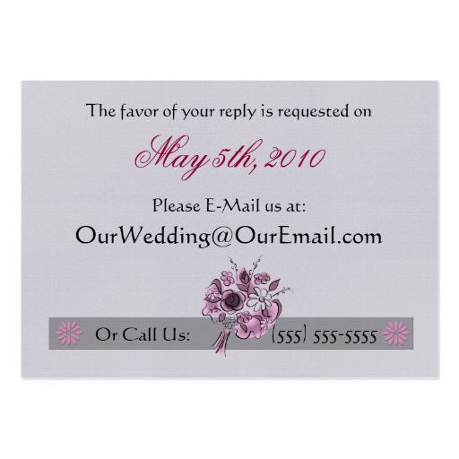 RSVP Mini Card for Email/Phone Response Business Card Template (back side)