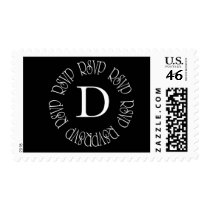 RSVP Monogram D Black and White - Customized postage by Initialreaction RSVP Monogram D Black and White - Customized postage