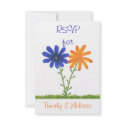 RSVP Note Cards, Blue & Orange Flowers invitation