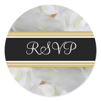 rsvp party elegant white rose wedding sticker