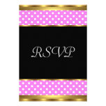 RSVP Party Gold Pink Polka dots Custom Invitations