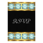 RSVP Party Gold Teal Jewels Invites