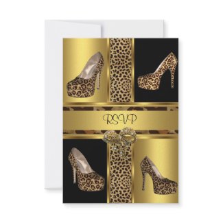 RSVP Party Hi Heel Shoes Leopard Gold invitation