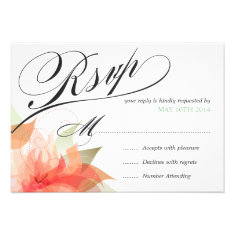 RSVP Peachy Orange Floral Deluxe 2-sided Custom Invitations