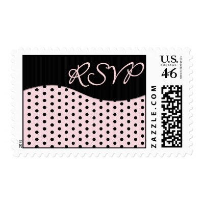 RSVP Pink and Black Dot Postage by JoyOfLife