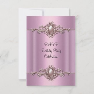 80th Birthday Party Invitations on Pink Elegant Birthday Party Pearl Personalised Announcements   Zazzle