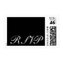 RSVP Postage Elegant Lettering White on Black postage