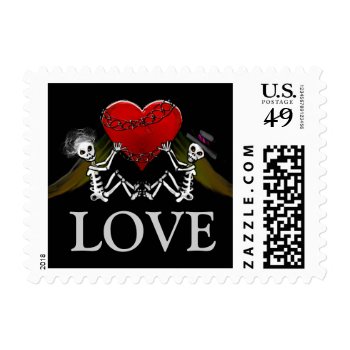 Rsvp Postage - Love - Skeletons With Heart by juliea2010 at Zazzle