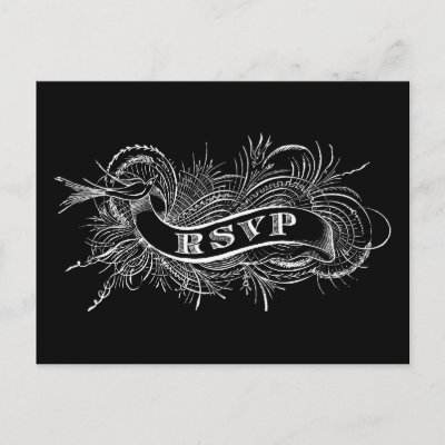 RSVP postcard with Victorian Bird
