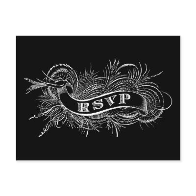 RSVP postcard with Victorian Bird