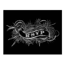 RSVP postcard with Victorian Bird