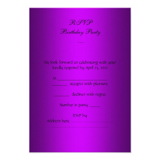 RSVP Purple Quinceanera 15th Birthday Masquerade Custom Announcement