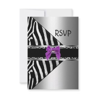 RSVP Purple Silver Black Zebra Leopard invitation
