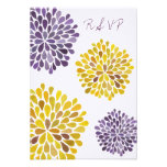 RSVP Purple Yellow Floral Blooms Wedding Card Invitation