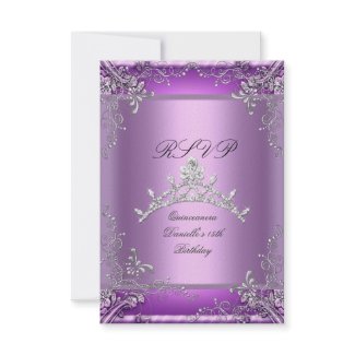 RSVP Quinceanera 15th Birthday Party Purple invitation