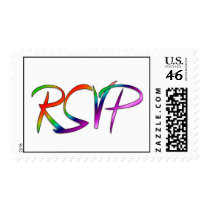 RSVP Rainbow Postage Stamp by dndartstudio RSVP Rainbow Postage Stamp