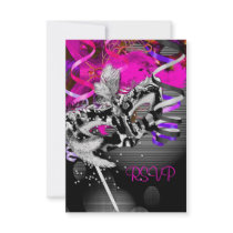 RSVP Reply Response Party Mask Silver Pink 2 Announcements