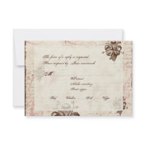RSVP Response Card, Chocolate Damask Swirl Wedding Personalized Invitations