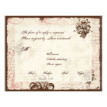 RSVP Response Card, Chocolate Damask Swirl Wedding Personalized Announcements