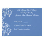 RSVP Response Card Elegant Scrolls Blue & White at Zazzle
