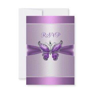 RSVP Response Card Purple Mauve Butterfly invitation
