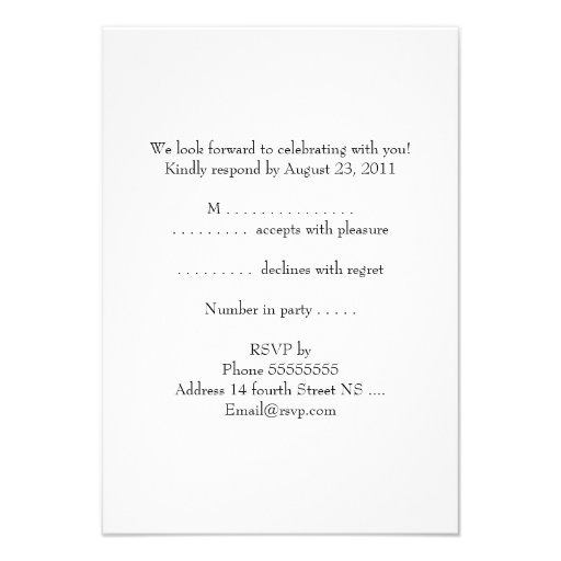 RSVP Response Card Red White All Events Invites