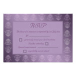 RSVP Response Cards Purple Metallic Damask Custom Invites