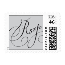 Rsvp response stamp script in grey and black stamps