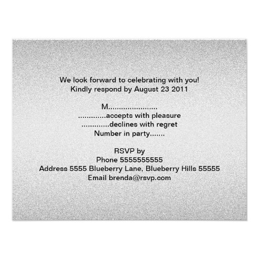 RSVP Silver Grey Metal Black 21st Birthday Invite