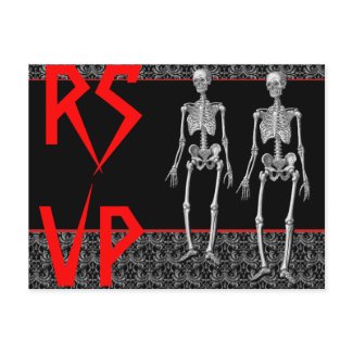 RSVP Skeletons - Halloween Party, Haunted House postcard