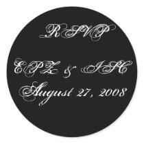 RSVP Sticker with Monogram Wedding Date