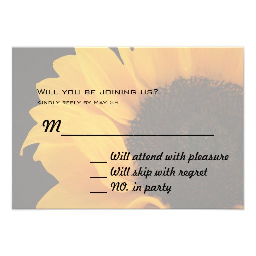 RSVP Sunflower Photo on Black Cards Custom Invites
