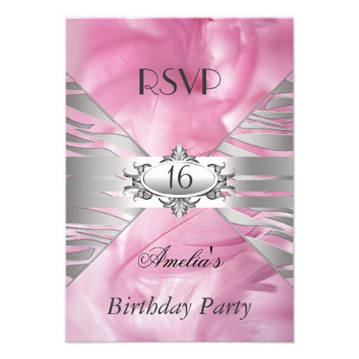RSVP Sweet 16 Pink Invitation