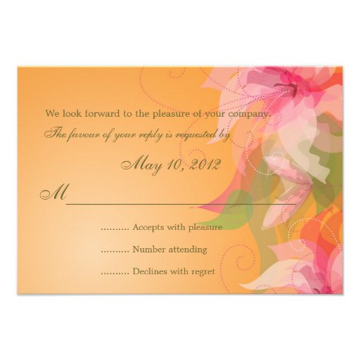 RSVP - Tangerine Fall Wedding Reply Cards Personalized Invites