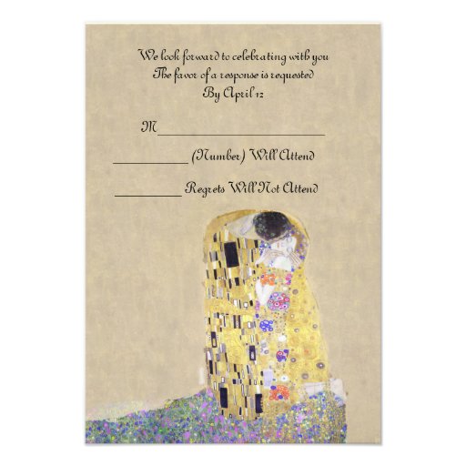 RSVP "The Kiss" Golden Wedding Anniversary Klimt Custom Invites