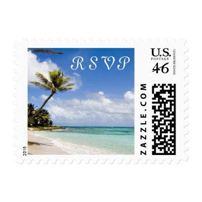 RSVP Tropical Beach Wedding Stamps
