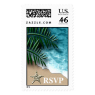 RSVP Tropical Wedding Postage Stamp stamp
