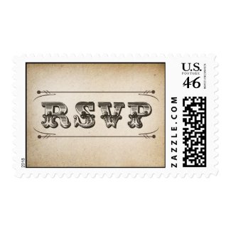 RSVP vintage typography design postage stamps