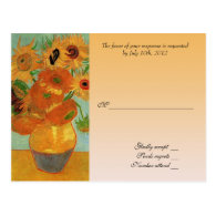 RSVP wedding acceptance card, van gogh sunflowers Post Card