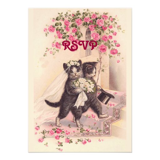 RSVP Wedding Cats in Soft Pink Invitation