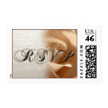 RSVP Wedding Cream Rose Postage Stamp